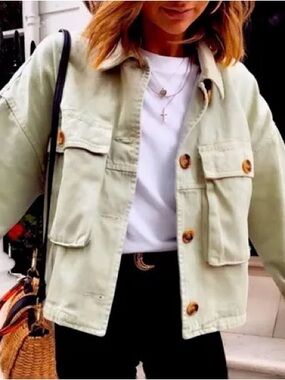 Zara Casual Women's Light Sage Utility Jacket XS